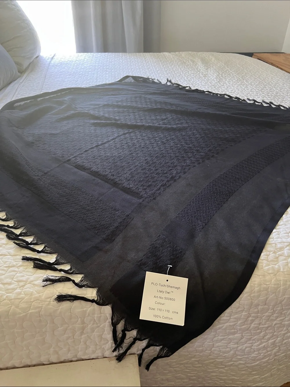 Black Cotton Shemagh Scarf - Home Accent